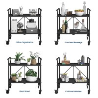 Cosco Outdoor Living Outdoor And Indoor Folding Serving Cart With Wheels And 2 Shelves Black