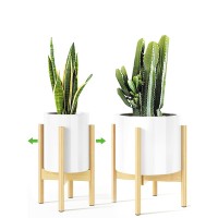 Mudeela Adjustable Plant Stand Indoor Bamboo Plant Stand 8 To 12 Inches Single Floor Plant Stand For Indoor Plants Bamboo Nat