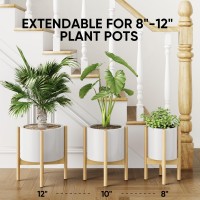 Mudeela Adjustable Plant Stand Indoor Bamboo Plant Stand 8 To 12 Inches Single Floor Plant Stand For Indoor Plants Bamboo Nat