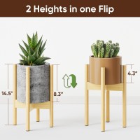 Mudeela Adjustable Plant Stand Indoor Bamboo Plant Stand 8 To 12 Inches Single Floor Plant Stand For Indoor Plants Bamboo Nat