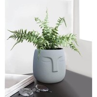 Gelive Gray Ceramic Head Planter With Drainage Hole Indoor Face Plant Pot Modern Statue Flower Vase Windowsill Box Artsy Home Decoration (Gray)