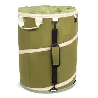 Birdrock Home 30 Gallon Collapsible Lawn And Leaf Waste Bag Reusable Camping Trash Can Heavy Duty Hardshell Bottom Green