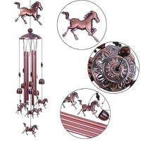 Horse Wind Chimes Decor 37 Inch Pure Handmade Waterproof Metal Musical Wind Bells With 4 Aluminum Tubes 6 Bells Mobile Wind Ca