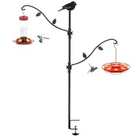 Yosager Deck Pole Bird Feeding Station Kit Porch Multi Hook Bird Feeder Hanging Kit With Two Adjustable Branches Attracting Wi