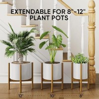 Mudeela Adjustable Plant Stand Indoor Bamboo Plant Stand 8 To 12 Inches Single Floor Plant Stand For Indoor Plants Bamboo Lig