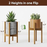 Mudeela Adjustable Plant Stand Indoor Bamboo Plant Stand 8 To 12 Inches Single Floor Plant Stand For Indoor Plants Bamboo Lig