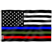 Anley Fly Breeze 3X5 Foot Thin Blue Red And Green Line Usa Polyester Flag Vivid Color And Fade Proof Honoring Police Officer