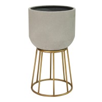 HomeRoots gray gold 100% Metal 9.65 X 9.65 X 17.8 gray gold Metal Plant Stand