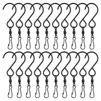 Kuuqa 20 Pack Swivel Hooks Clips Wind Spinner S Hook Clips Hanging Wind Chimes Crystal Twisters Party Supplies Black