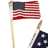 Giftexpress 12Pc 12X18 Inch Us Stick Flags Made In Usa Printed With Spear Tip July 4Th Memorial Day Us Hand Held Decorations