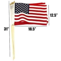 Giftexpress 12Pc 12X18 Inch Us Stick Flags Made In Usa Printed With Spear Tip July 4Th Memorial Day Us Hand Held Decorations