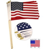 Giftexpress 24Pc 12X18 Inch Us Stick Flags Made In Usa Printed With Spear Tip July 4Th Memorial Day Us Hand Held Decorations