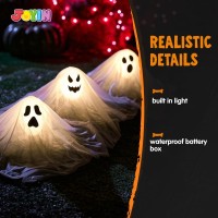 Joyin Halloween Outdoor Decorations White Ghost Garden Stakes With Light Up Design 3 Packs Cloth Ghost For Best Halloween Dec