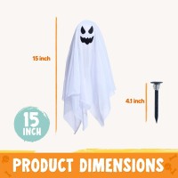 Joyin Halloween Outdoor Decorations White Ghost Garden Stakes With Light Up Design 3 Packs Cloth Ghost For Best Halloween Dec