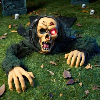 Joyin Halloween Outdoor Decoration Zombie Groundbreaker Outside Halloween Graveyard Decor Zombie Prop With Creepy Sound And Gl