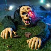 Joyin Halloween Outdoor Decoration Zombie Groundbreaker Outside Halloween Graveyard Decor Zombie Prop With Creepy Sound And Gl