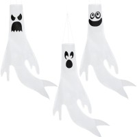 Joyin 3 Pcs Ghost Windsocks Halloween Decorations Outdoor Decor White Hanging Windsock Haunted House Front Porch Tree Party Sup