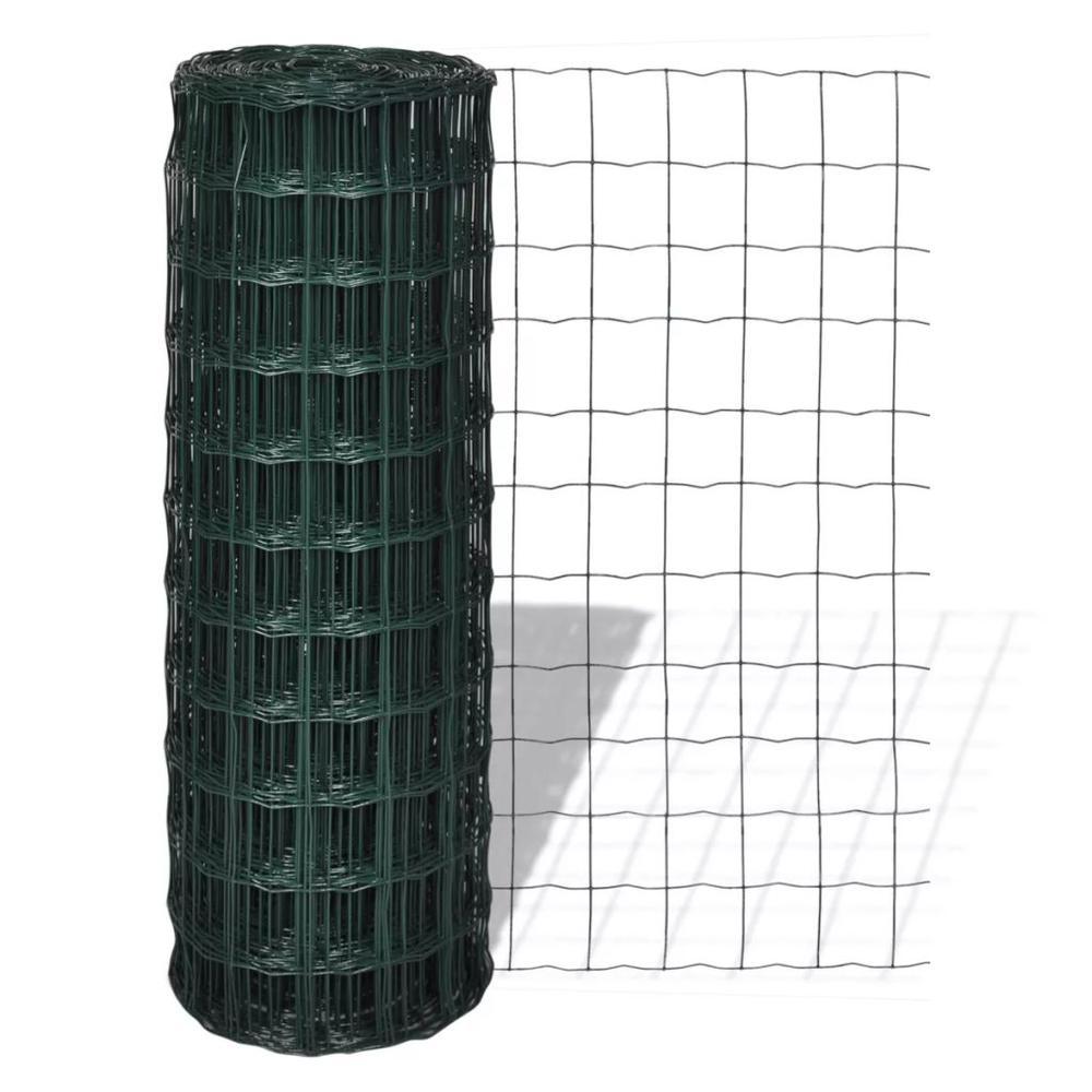 vidaXL Euro Fence Steel 82ft x 26ft Green 140578