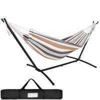 Super Deal Portable Hammock With 9Ft Space Saving Steel Stand Set 620Lb Capacity Double Brazilian Style 2 Person Hammock Bed Wi