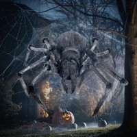 Joyin Halloween Outdoor Decorations Giant Spider 45 Large Spider Halloween Decor Outside Fake Spider For Haunted House Prop