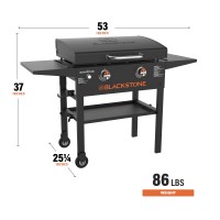 Blackstone 1883 Original 28 Griddle With Integrated Protective Hood And Counter Height Side Shelves Powder Coated Steel Bla