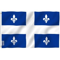 Anley Fly Breeze 3X5 Foot Quebec Flag Vivid Color And Fade Proof Canadian Province Of Quebec Flags With Brass Grommets 3 X 5