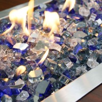 Grisun 10 Pound Fire Glass For Fire Pit 12 Inch Reflective Fire Glass Rocks Decorative For Fireplace And Fire Table Blend O