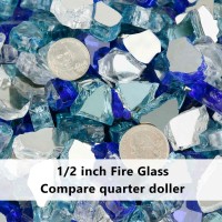 Grisun 10 Pound Fire Glass For Fire Pit 12 Inch Reflective Fire Glass Rocks Decorative For Fireplace And Fire Table Blend O