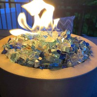 Grisun 10 Pound Fire Glass For Fire Pit 12 Inch Reflective Fire Glass Rocks Decorative For Fireplace And Fire Table Blend O