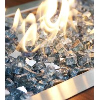 Grisun Aqua Blue Fire Glass For Fire Pit 12 Inch High Luster Reflective Tempered Glass Rocks For Natural Or Propane Fireplace