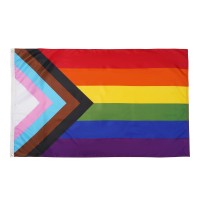 Homissor Progress Pride Rainbow Flag 3X5 Ft Lgbt Community Gay Pride Lesbian Transgender Bisexual Flags Banner Fade Resistant F