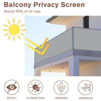 Sunny Guard 3'X10' Light Grey Balcony Deck Privacy Screen Fence  Apartments Railing Screen  Heavy Duty Wind Screen For Outdoor Deck Backyard Patio Privacy(We Make Custom Sizes)