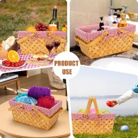 G Good Gain Woodchip Picnic Basket With Folding Handle Natural Hand Woven Easter Basket Easter Eggs And Easter Candy Basket Bath