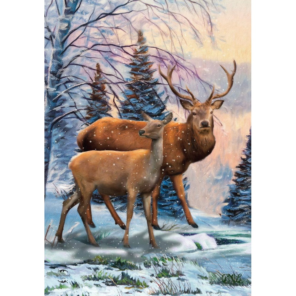 Winter Deer Scene Garden Flag Buck Doe Pair 125 X 18 Briarwood Lane