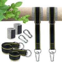 Tree Swing Hanging Straps Kit Holds 2800 Lbs Sgs Certified 5Ftx2 Hammock Straps With 2 Heavy Duty Locking Carabiners And 2