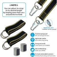 Tree Swing Hanging Straps Kit Holds 2800 Lbs Sgs Certified 5Ftx2 Hammock Straps With 2 Heavy Duty Locking Carabiners And 2