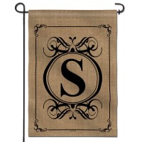 Anley Classic Monogram Letter S Garden Flag Double Sided Family Last Name Initial Yard Flags Personalized Welcome Home Decor