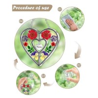 Kybosam Heart Suncatcher Nana Stained Glass Panles Hangings For Windows Ornament Sun Catchers With Pressed Real Flower Heart Em