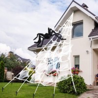 Aodini Spider Web Halloween Decorations 16 15 Feet Giant Triangular Spider Web Plus A Fake Big Spider Suitable For Indoor And