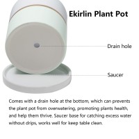 Ekirlin 5 Inch Plant Pot Ceramic Flower Planters Indoor Modern Succulents Containers With Drain Hole Saucer Decorate Home