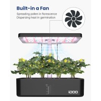 Idoo Hydroponics Growing System 12Pods Indoor Garden With Led Grow Light Plants Germination Kit Builtin Fan Automatic Timer