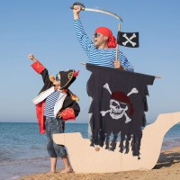 2 Pieces Halloween Pirate Flag 3 X 25 Feet Jolly Roger Flag Weathered Pirate Flag Retro Pirate Creepy Ragged Flag Skull Bones P