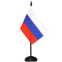 Anley Russia Deluxe Desk Flag Set 6 X 4 Inch Miniature Russian Desktop Flag With 12 Solid Pole Vivid Color And Fade Resist