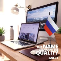 Anley Russia Deluxe Desk Flag Set 6 X 4 Inch Miniature Russian Desktop Flag With 12 Solid Pole Vivid Color And Fade Resist