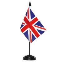 Anley Uk Deluxe Desk Flag Set 6 X 4 Inch Miniature United Kingdom British Desktop Flag With 12 Solid Pole Vivid Color And