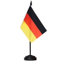 Anley Germany Deluxe Desk Flag Set 6 X 4 Inch Miniature German Desktop Flag With 12 Solid Pole Vivid Color And Fade Resist