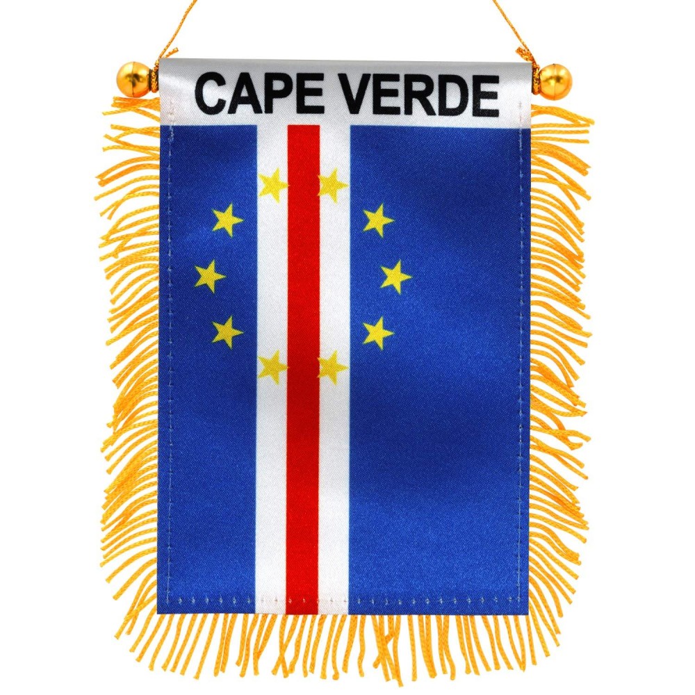 Anley 4 X 6 Inch Cape Verde Fringy Window Hanging Flag Mini Flag Banner Car Rearview Mirror D Cor Fringed Double Sided