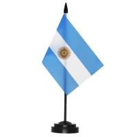 Anley Argentina Deluxe Desk Flag Set 6 X 4 Inch Miniature Argentine Desktop Flag With 12 Solid Pole Vivid Color And Fade R