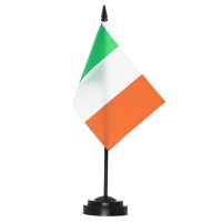 Anley Ireland Deluxe Desk Flag Set 6 X 4 Inch Miniature Irish Desktop Flag With 12 Solid Pole Vivid Color And Fade Resista