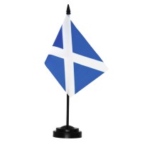 Anley Scotland Deluxe Desk Flag Set 6 X 4 Inch Miniature Scottish Desktop Flag With 12 Solid Pole Vivid Color And Fade Res